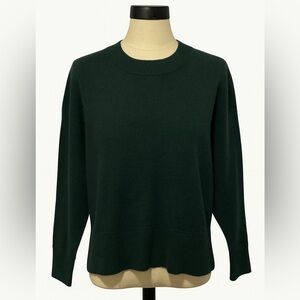 Whistles Dark Green Crew Neck 100% Cashmere Sweater Size Small EUC